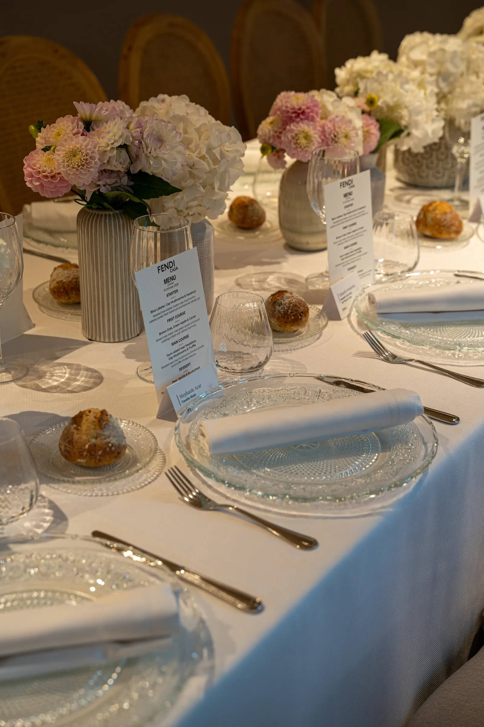 table dressée pour le diner Fashion Week